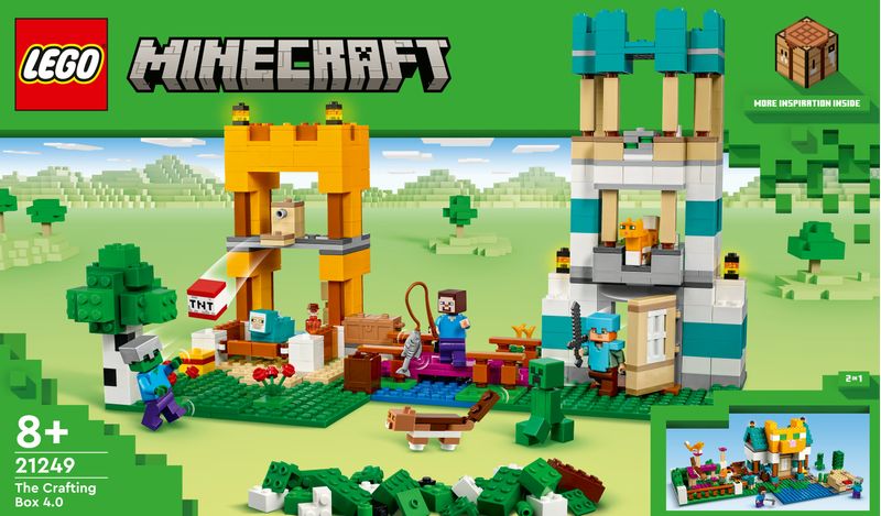 LEGO-21249-Minecraft-Crafting-Box-4.0-Playset-2in1-Torri-Fluviali-o-Cottage-del-Gatto-Giocattoli-d-Azione-per-Bambini-e-Ragazzi