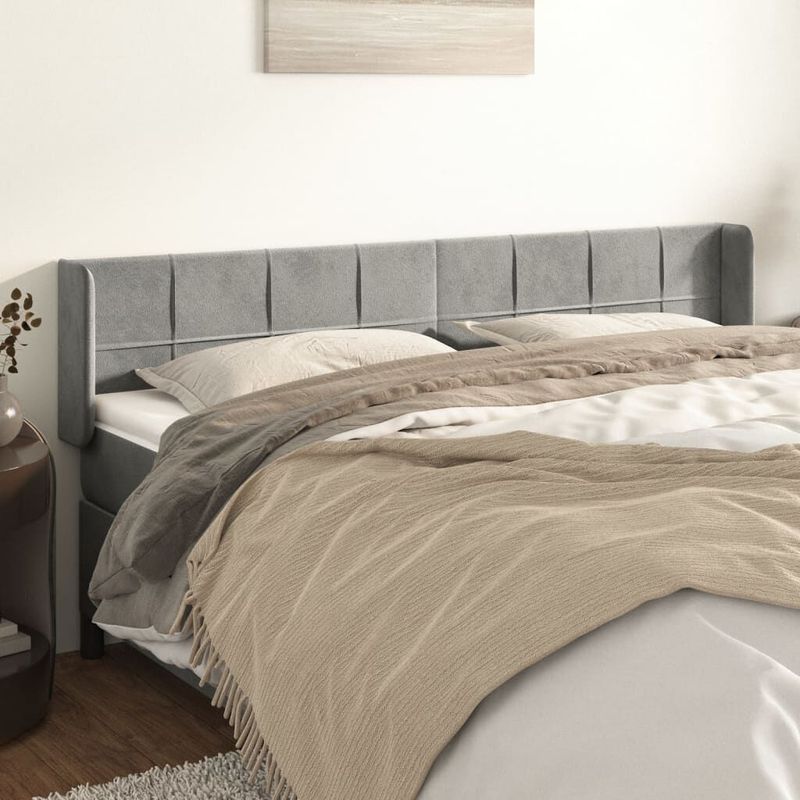 Testiera-ad-Orecchio-Grigio-Chiaro-163x16x78-88-cm-in-Velluto