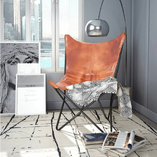 vidaXL-Sedia-a-Farfalla-Marrone-in-Vera-Pelle-