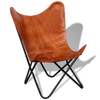 vidaXL-Sedia-a-Farfalla-Marrone-in-Vera-Pelle-