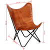 vidaXL-Sedia-a-Farfalla-Marrone-in-Vera-Pelle-