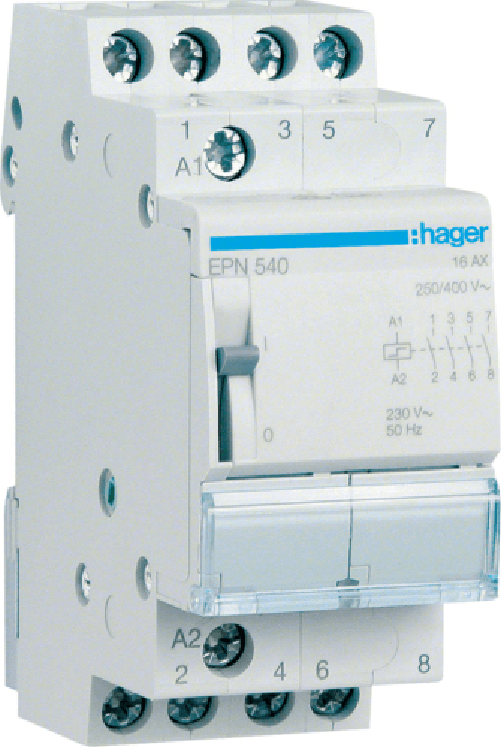 Hager Fernschalter EPN540 4S 230V AC 110V DC 16A (EPN540)