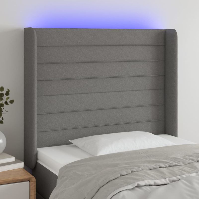 Testiera-a-LED-GrigioScuro-203x16x118-128cm-in-Tessuto