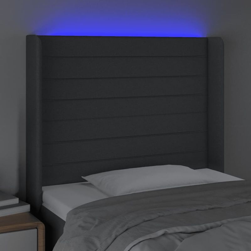 Testiera-a-LED-GrigioScuro-203x16x118-128cm-in-Tessuto