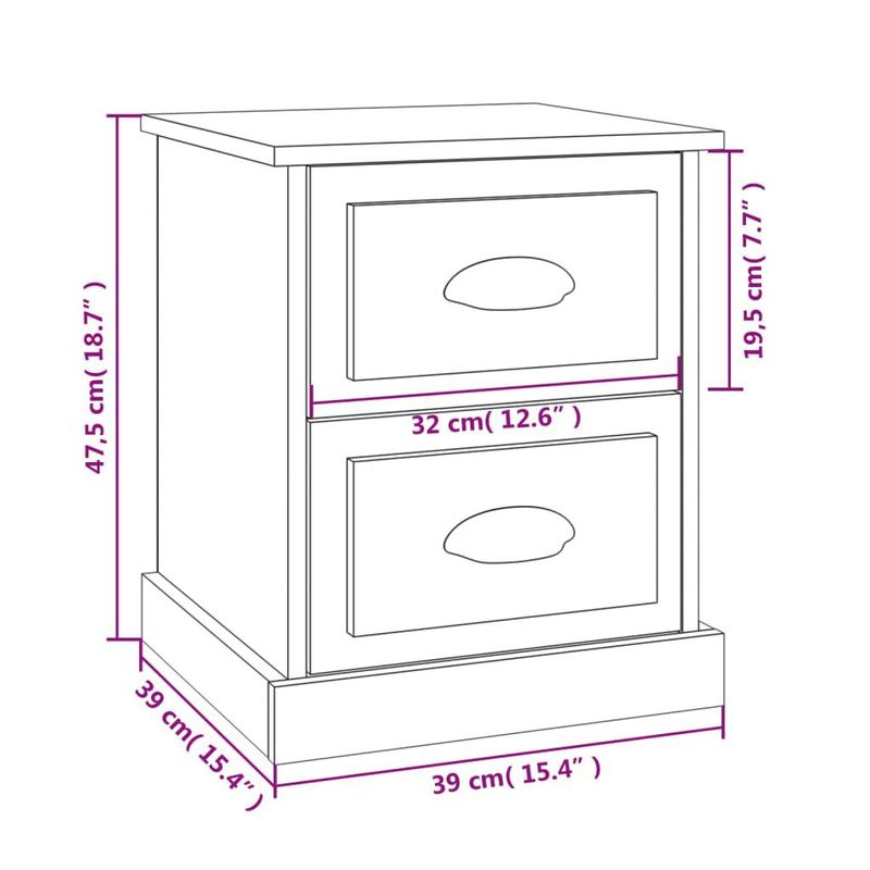 vidaXL-Comodini-2-pz-Bianco-Lucido-39x39x475-cm-in-Legno-Multistrato