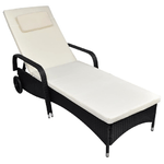vidaXL-Lettino-Prendisole-con-Cuscino-e-Ruote-in-Polyrattan-Nero