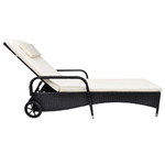 vidaXL-Lettino-Prendisole-con-Cuscino-e-Ruote-in-Polyrattan-Nero