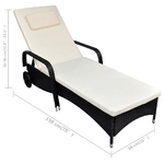 vidaXL-Lettino-Prendisole-con-Cuscino-e-Ruote-in-Polyrattan-Nero