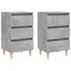 vidaXL-Comodini-Gambe-in-Legno-Massello-2-pz-Grigio-Cemento-40x35x69cm