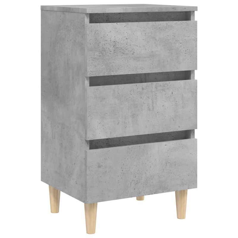 vidaXL-Comodini-Gambe-in-Legno-Massello-2-pz-Grigio-Cemento-40x35x69cm