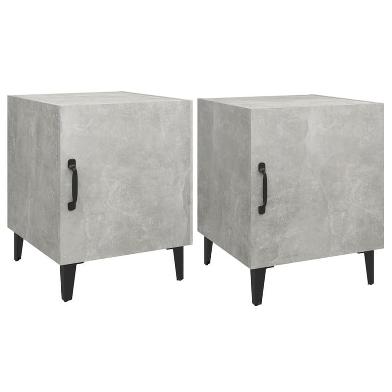 vidaXL-Comodini-2-pz-Grigio-Cemento-in-Legno-Multistrato