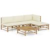 vidaXL-Set-Divani-da-Giardino-6-pz-con-Cuscini-Bianco-Crema-in-Bambu