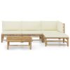 vidaXL-Set-Divani-da-Giardino-6-pz-con-Cuscini-Bianco-Crema-in-Bambu