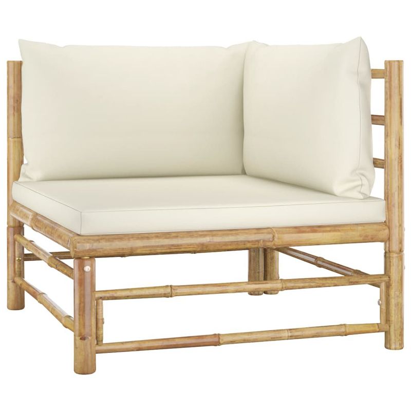 vidaXL-Set-Divani-da-Giardino-6-pz-con-Cuscini-Bianco-Crema-in-Bambu