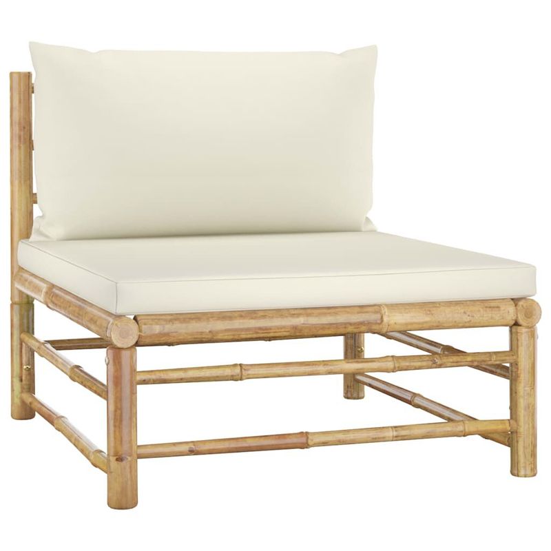 vidaXL-Set-Divani-da-Giardino-6-pz-con-Cuscini-Bianco-Crema-in-Bambu