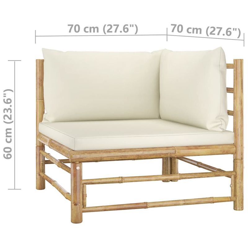 vidaXL-Set-Divani-da-Giardino-6-pz-con-Cuscini-Bianco-Crema-in-Bambu