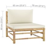 vidaXL-Set-Divani-da-Giardino-6-pz-con-Cuscini-Bianco-Crema-in-Bambu