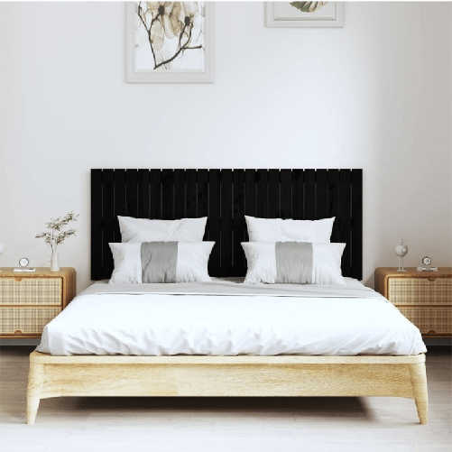 vidaXL-Testiera-da-Parete-Nera-147x3x60-cm-in-Legno-Massello-di-Pino