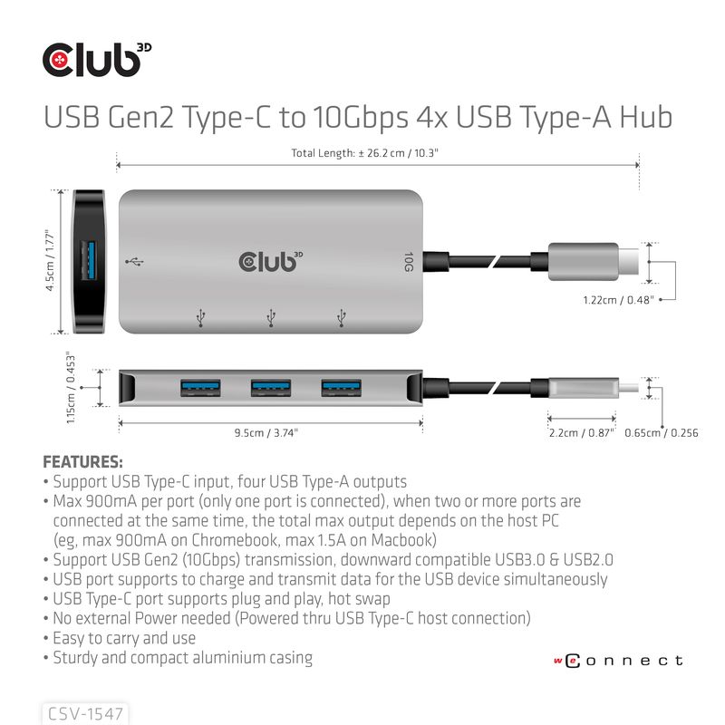 CLUB3D-CSV-1547-hub-di-interfaccia-USB-3.2-Gen-2--3.1-Gen-2--Type-C-10000-Mbit-s-Nero-Argento