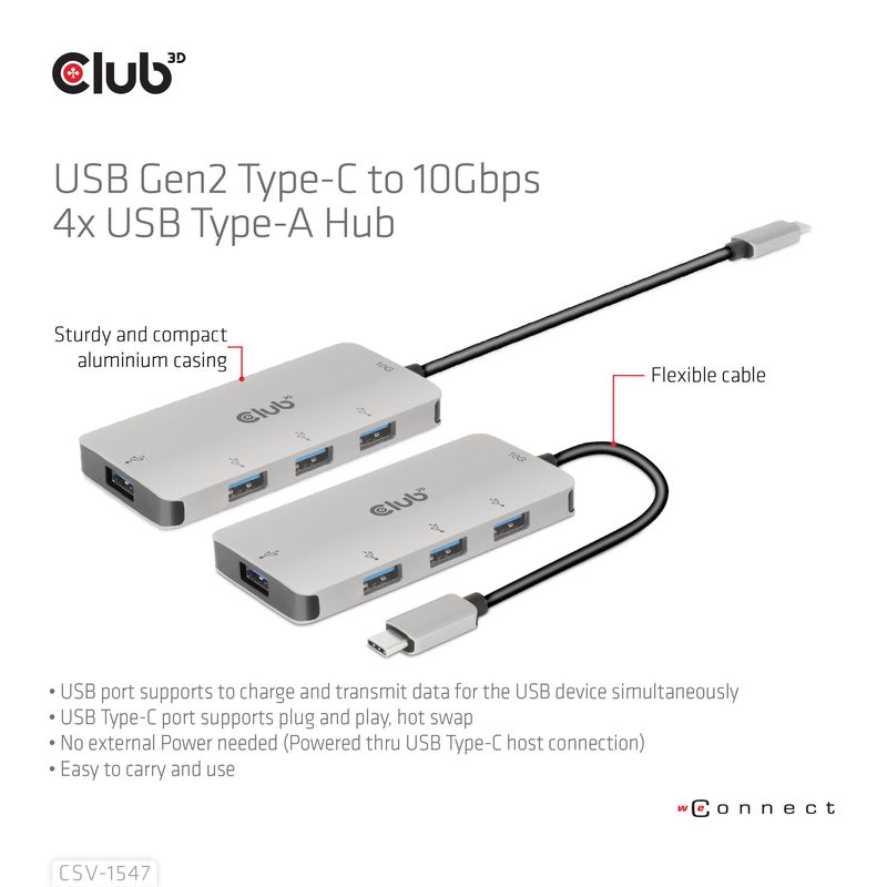 CLUB3D-CSV-1547-hub-di-interfaccia-USB-3.2-Gen-2--3.1-Gen-2--Type-C-10000-Mbit-s-Nero-Argento