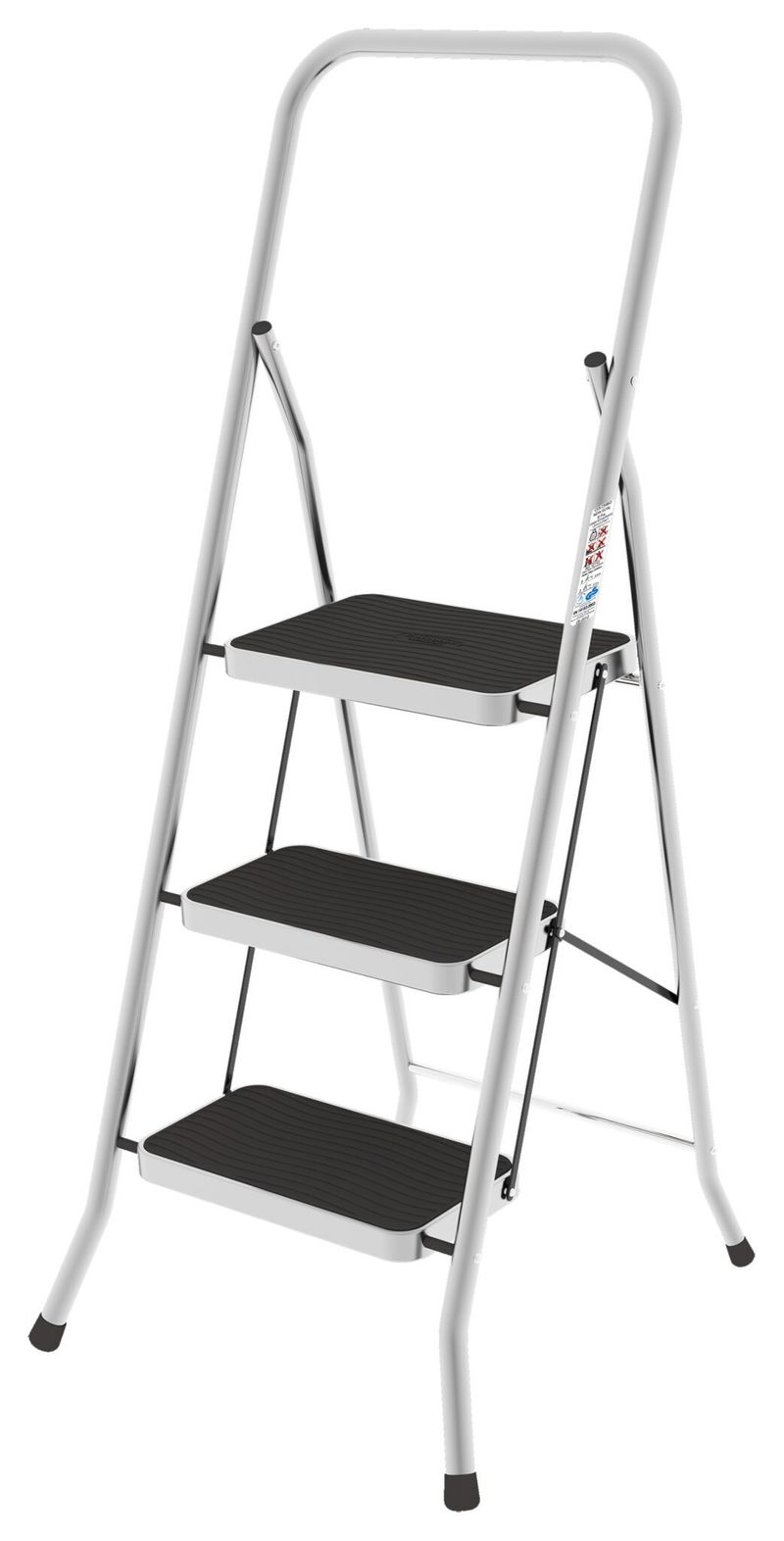Colombo-Sgabello-Scala-SECURITY-3-gradini-in-alluminio-con-manico-e-blocco-di-sicurezza-gradini-con-tappetino-in-gomma-antiscivolo-portata-max-150kg-EN-14183-MADE-IN-ITALY