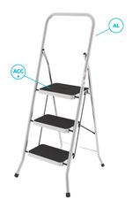Colombo-Sgabello-Scala-SECURITY-3-gradini-in-alluminio-con-manico-e-blocco-di-sicurezza-gradini-con-tappetino-in-gomma-antiscivolo-portata-max-150kg-EN-14183-MADE-IN-ITALY