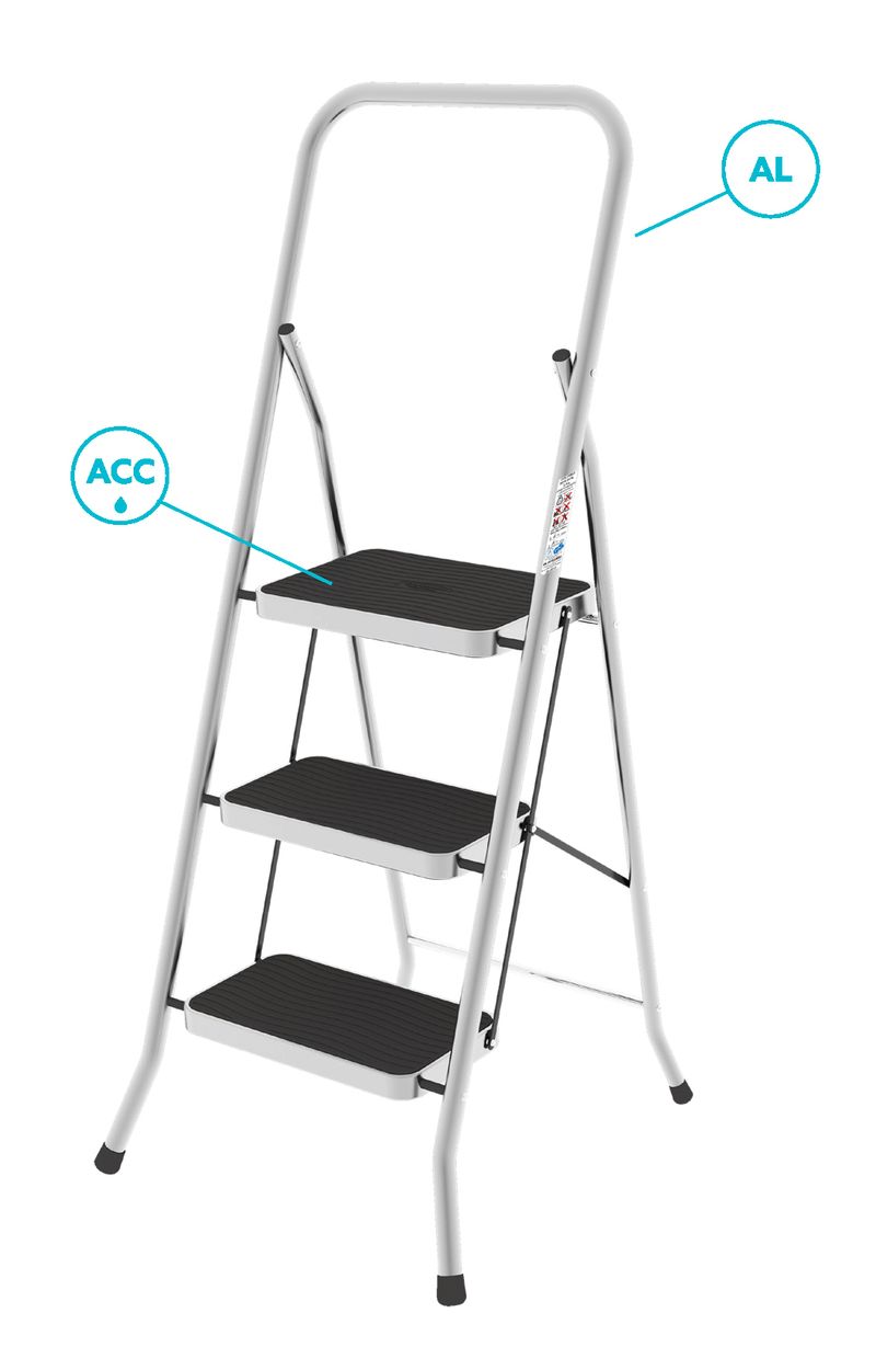 Colombo-Sgabello-Scala-SECURITY-3-gradini-in-alluminio-con-manico-e-blocco-di-sicurezza-gradini-con-tappetino-in-gomma-antiscivolo-portata-max-150kg-EN-14183-MADE-IN-ITALY