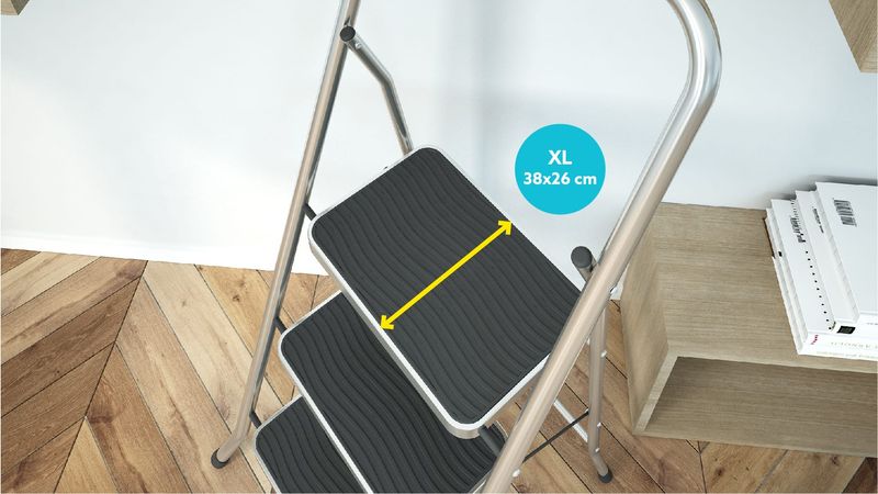 Colombo-Sgabello-Scala-SECURITY-3-gradini-in-alluminio-con-manico-e-blocco-di-sicurezza-gradini-con-tappetino-in-gomma-antiscivolo-portata-max-150kg-EN-14183-MADE-IN-ITALY
