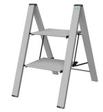 Colombo-Sgabello-Scala-LEONARDO-2-gradini-in-alluminio-anodizzatoultrasottileultrapiattoSilver-portata-max-150kg-EN14183-MADE-IN-ITALY