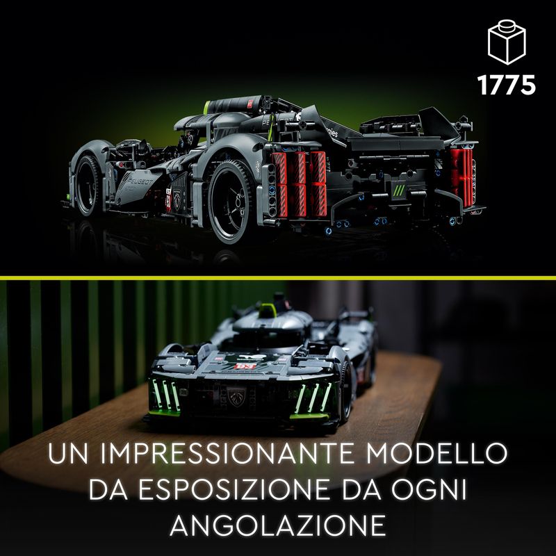 LEGO-Technic-42156-PEUGEOT-9X8-24H-Le-Mans-Hybrid-Hypercar-Modellino-di-Auto-da-Corsa-per-Adulti-Scala-1-10-Set-da-Collezione