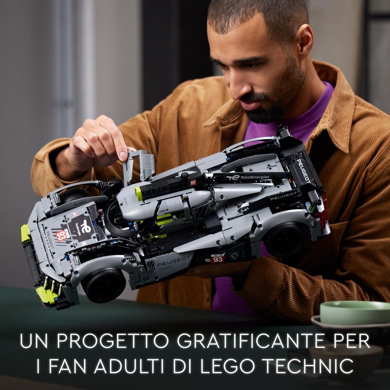 LEGO-Technic-42156-PEUGEOT-9X8-24H-Le-Mans-Hybrid-Hypercar-Modellino-di-Auto-da-Corsa-per-Adulti-Scala-1-10-Set-da-Collezione