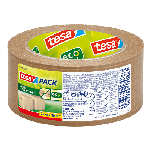 Nastro-adesivo-25mt-x-50mm-Tesapack-Paper-ultra-strong-ecoLogo-avana-Tesa