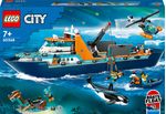 LEGO-City-60368-Esploratore-Artico-Grande-Nave-Giocattolo-Galleggiante-con-Elicottero-Gommone-Sottomarino-e-Relitto-Barca