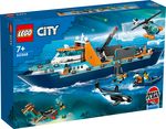 LEGO-City-60368-Esploratore-Artico-Grande-Nave-Giocattolo-Galleggiante-con-Elicottero-Gommone-Sottomarino-e-Relitto-Barca