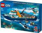 LEGO-City-60368-Esploratore-Artico-Grande-Nave-Giocattolo-Galleggiante-con-Elicottero-Gommone-Sottomarino-e-Relitto-Barca