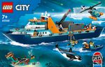 LEGO-City-60368-Esploratore-Artico-Grande-Nave-Giocattolo-Galleggiante-con-Elicottero-Gommone-Sottomarino-e-Relitto-Barca