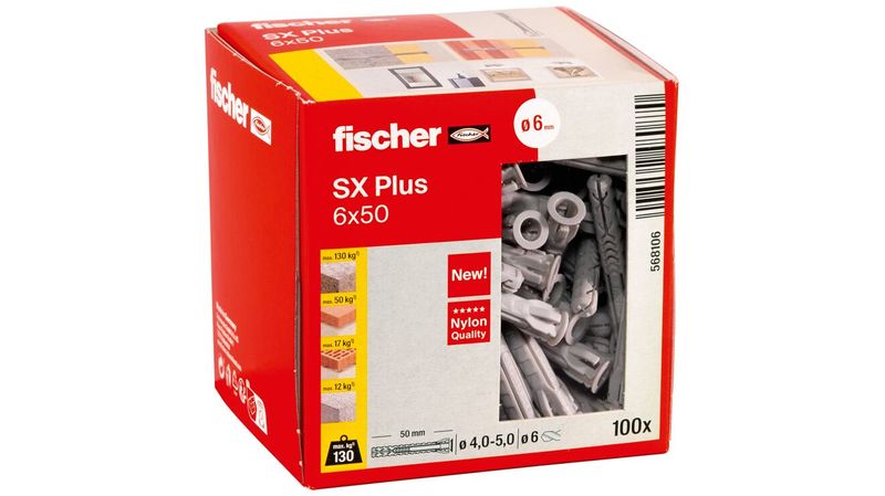 Fischer-568106-ancoraggio-a-vite-e-tassello-100-pz-Tassello-di-espansione-50-mm