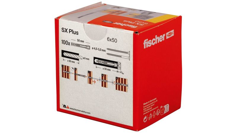 Fischer-568106-ancoraggio-a-vite-e-tassello-100-pz-Tassello-di-espansione-50-mm