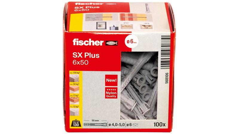 Fischer-568106-ancoraggio-a-vite-e-tassello-100-pz-Tassello-di-espansione-50-mm