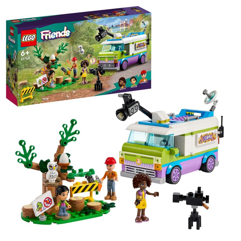 LEGO-Friends-41749-Furgone-della-Troupe-Televisiva-Camion-Giocattolo-per-le-Notizie-e-Salvataggio-Animali-Regalo-per-Bambini