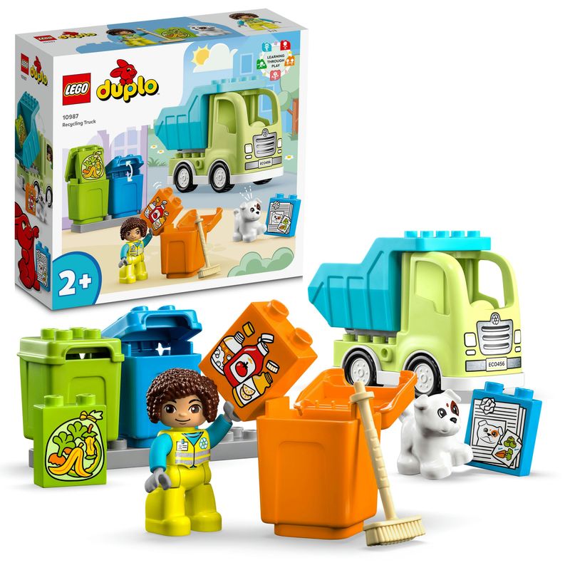 LEGO-DUPLO-10987-Camion-Riciclaggio-Rifiuti-Camion-Spazzatura-Giocattolo-Gioco-Educativo-per-Bambini-Raccolta-Differenziata