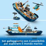 LEGO-City-60368-Esploratore-Artico-Grande-Nave-Giocattolo-Galleggiante-con-Elicottero-Gommone-Sottomarino-e-Relitto-Barca