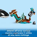 LEGO-City-60368-Esploratore-Artico-Grande-Nave-Giocattolo-Galleggiante-con-Elicottero-Gommone-Sottomarino-e-Relitto-Barca