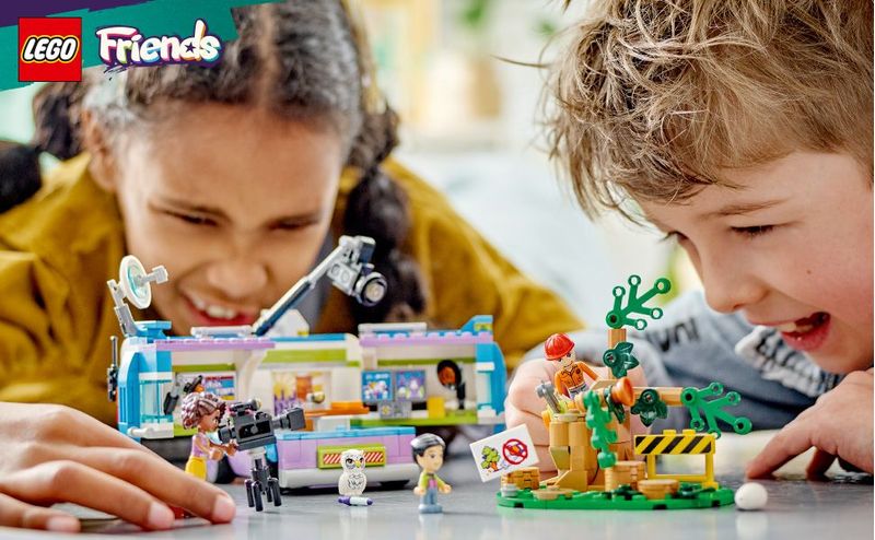 LEGO-Friends-41749-Furgone-della-Troupe-Televisiva-Camion-Giocattolo-per-le-Notizie-e-Salvataggio-Animali-Regalo-per-Bambini