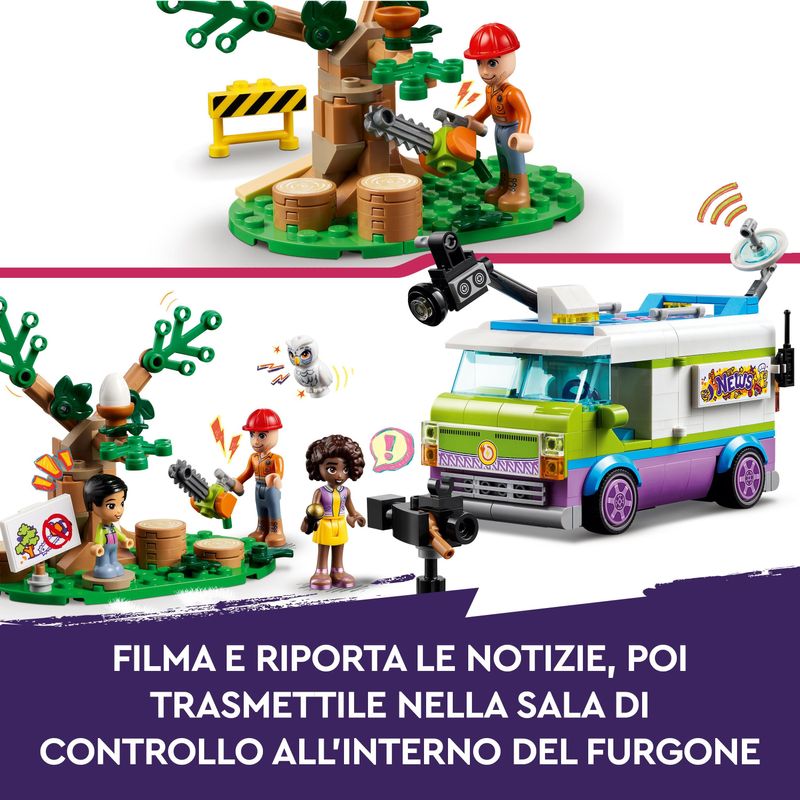 LEGO-Friends-41749-Furgone-della-Troupe-Televisiva-Camion-Giocattolo-per-le-Notizie-e-Salvataggio-Animali-Regalo-per-Bambini