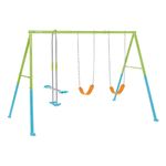 Intex 44121 Altalena Swing Set Colorata Due seggiolini e Dondolo 343x249x203 cm Bimbo Verde