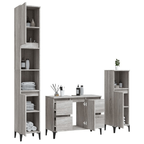 Set-Mobili-da-Bagno-3-pz-Grigio-Sonoma-in-Legno-Multistrato