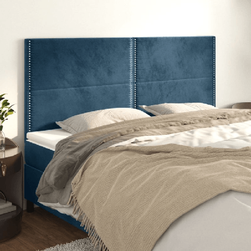 Testiere-4-pz-Blu-Scuro-100x5x78-88-cm-in-Velluto
