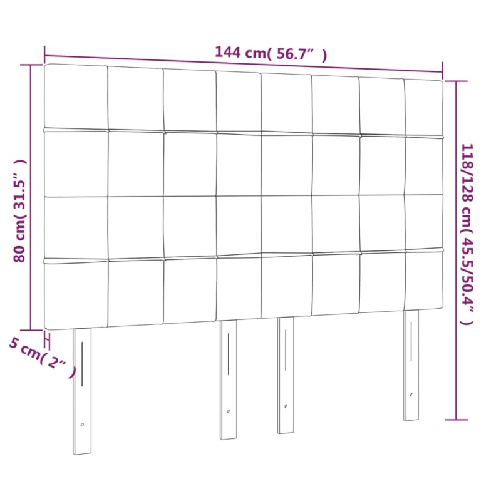 Testiere-4-pz-Grigio-Chiaro-72x5x78-88-cm-in-Velluto