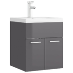Mobile-Bagno-con-Lavabo-Integrato-Grigio-Lucido-in-Truciolato